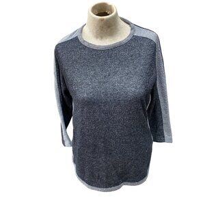 Cathy Daniels Womens Heather Gray & Light Gray Knit Sweater 3/4 Sleeve Relaxed F